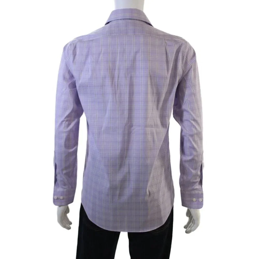 Lauren Ralph Lauren Mens Cotton Collared Plaid Button Down Shirt Purple Size S